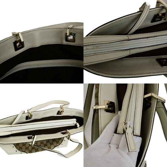 GUCCI Logo GG Pattern Shoulder Bag Canvas Leather Brown White GHW 76EE101 - Picture 5 of 14